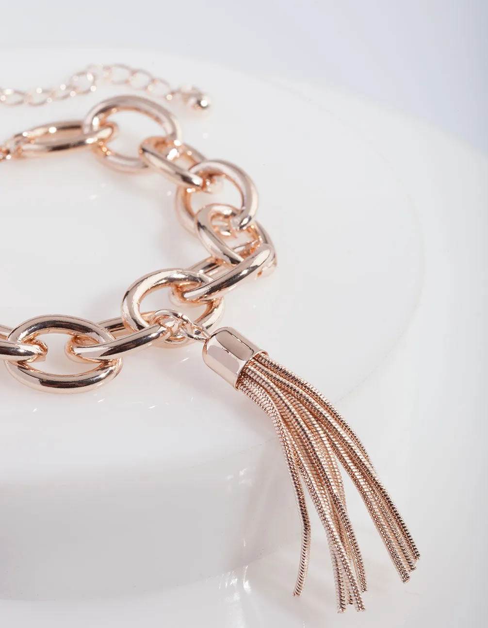 Rose Gold Chain Tassel Bracelet