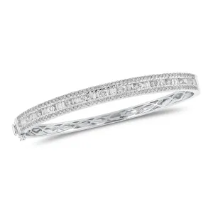 Round & Baguette Diamond Bangle