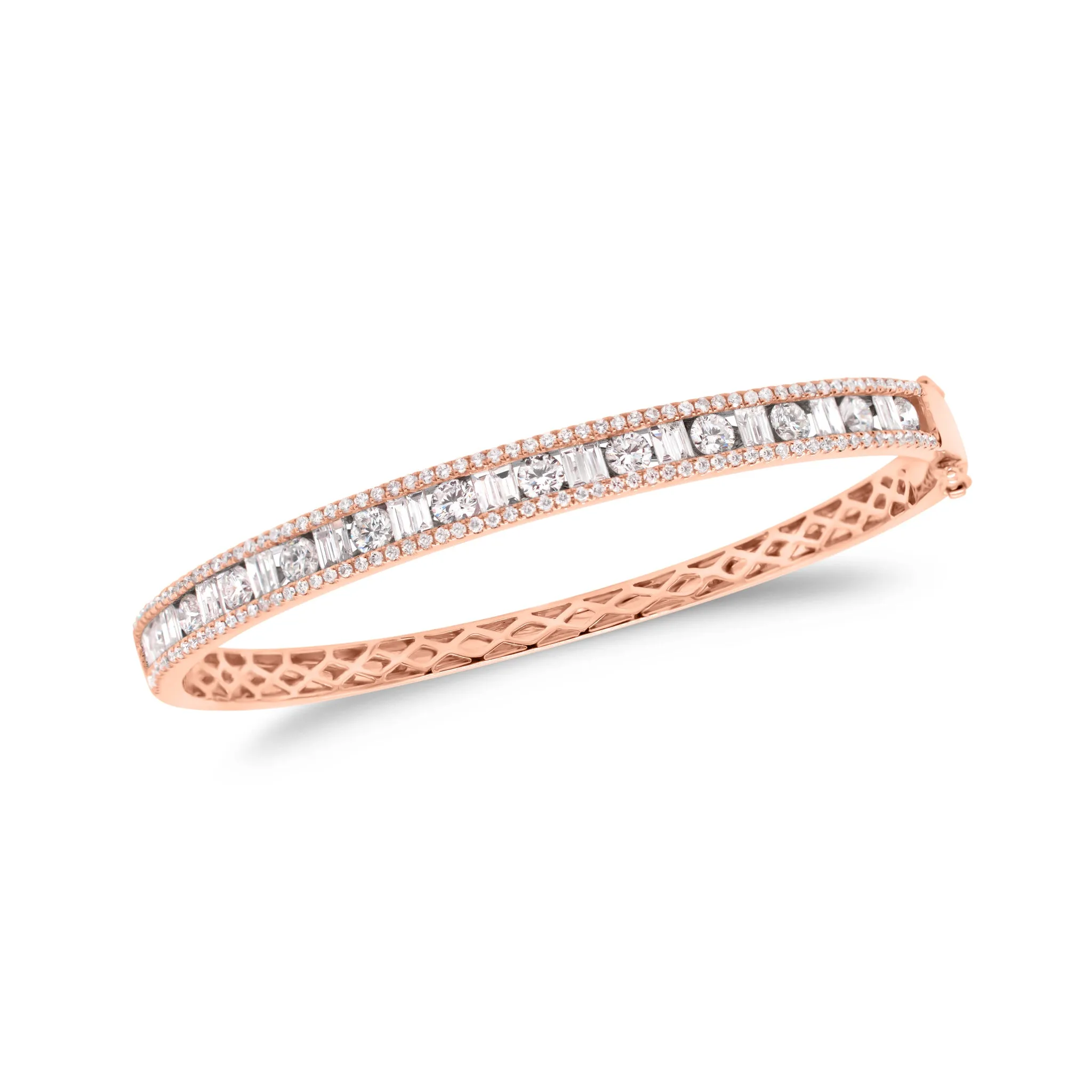 Round & Baguette Diamond Bangle