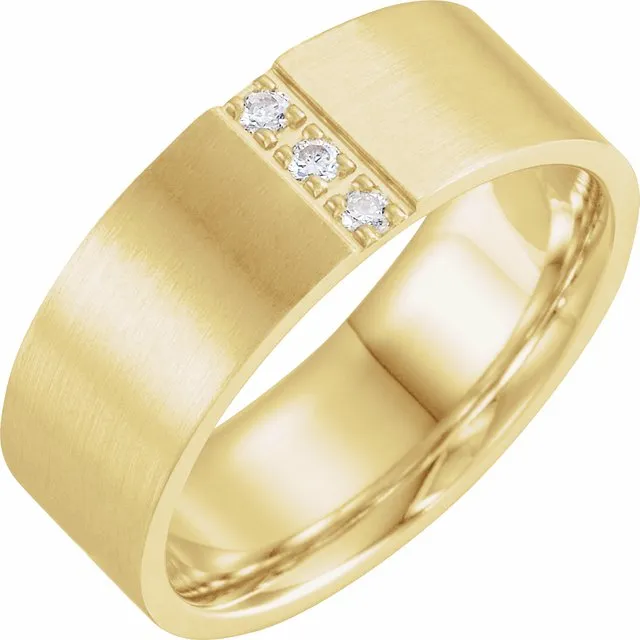 Round Diamond Ravine Band - 8mm Recycled Gold Wedding band with diamonds