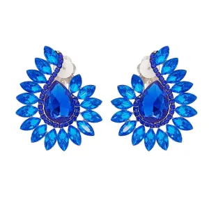 Royal Blue Teardrop Center Clip On Pageant Earrings for Elegant Style