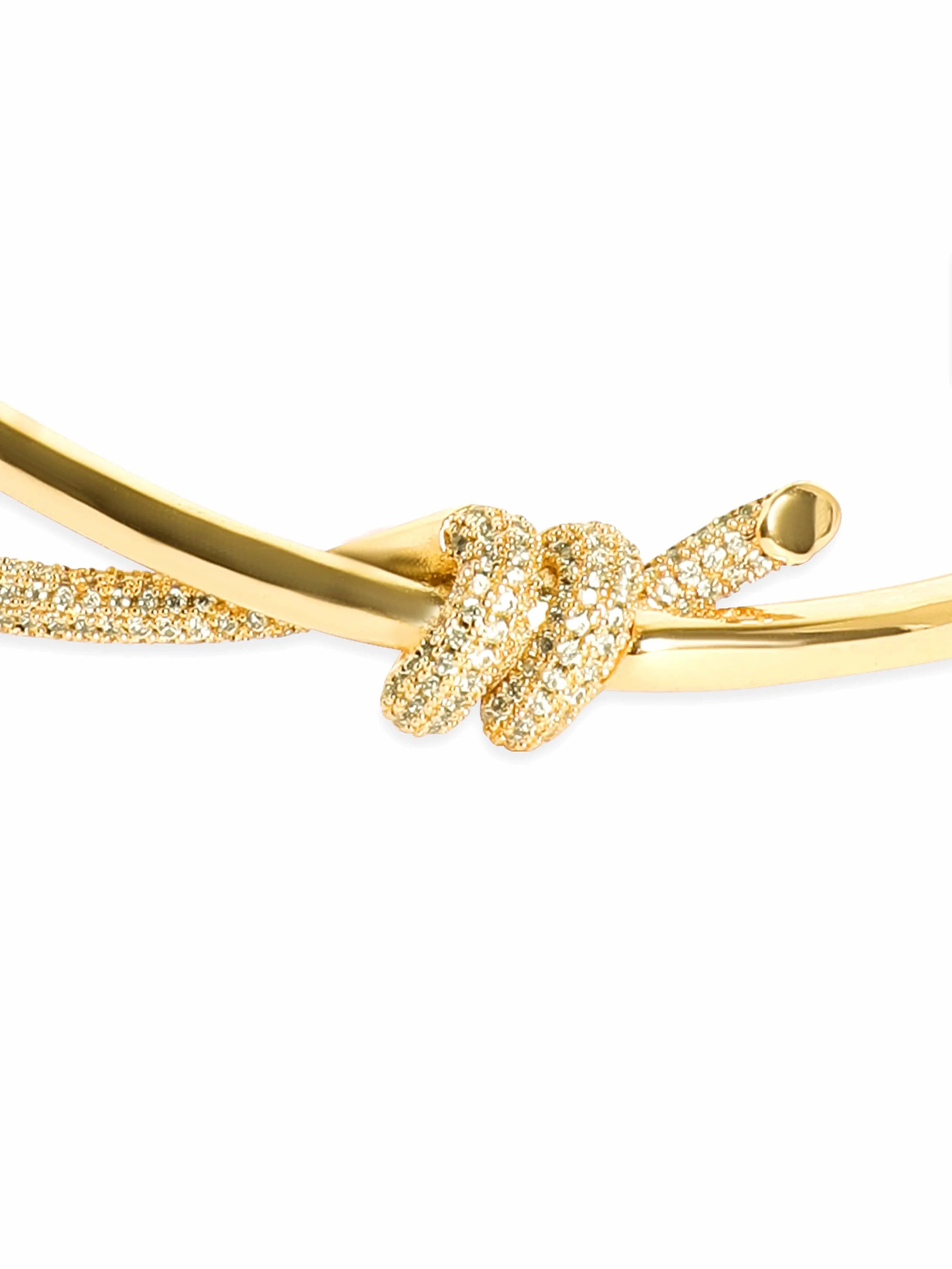 Rubans Voguish 22K Gold plated Zirconia studded knot detail Chic bracelet