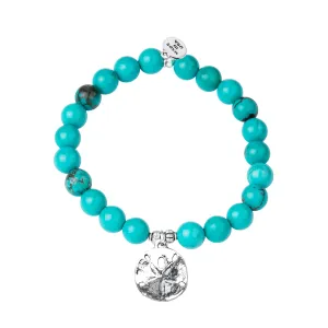 Sand Dollar | Stone Beaded Charm Bracelet | Turquoise