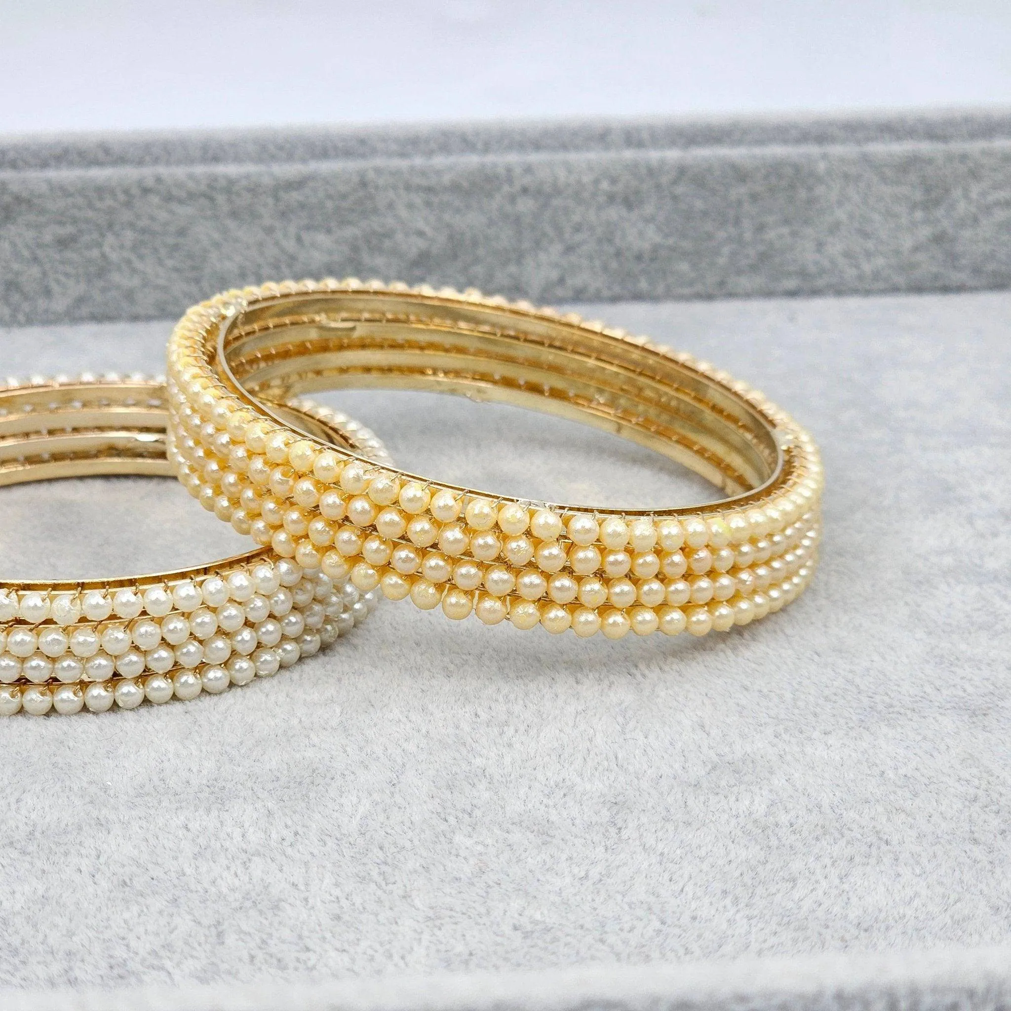 Set of 4 Antique gold Pearl Bangle Set