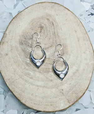 Silver Drop Moonstone Earrings