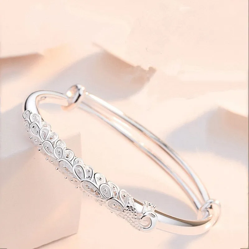 Silver plated leaf bracelet