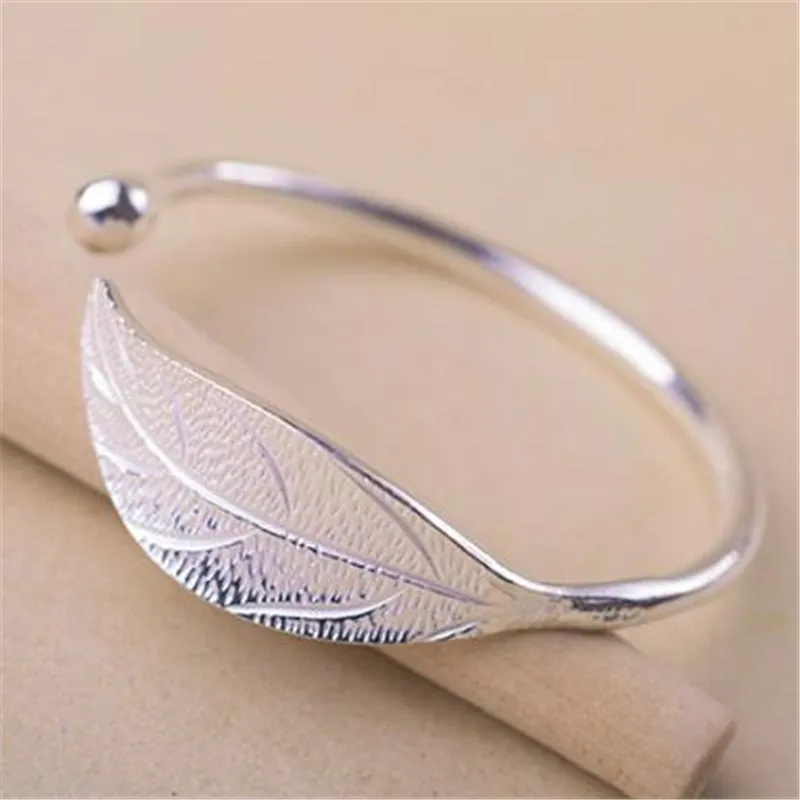 Silver plated leaf bracelet