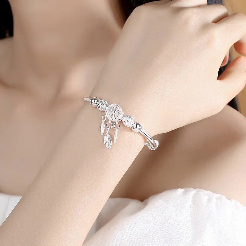 Silver plated leaf bracelet