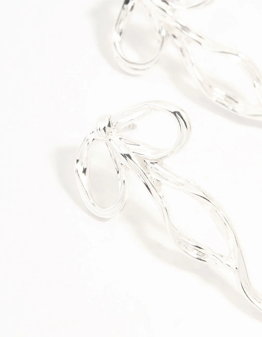 Silver Plated Twisted Bow Drop Earrings