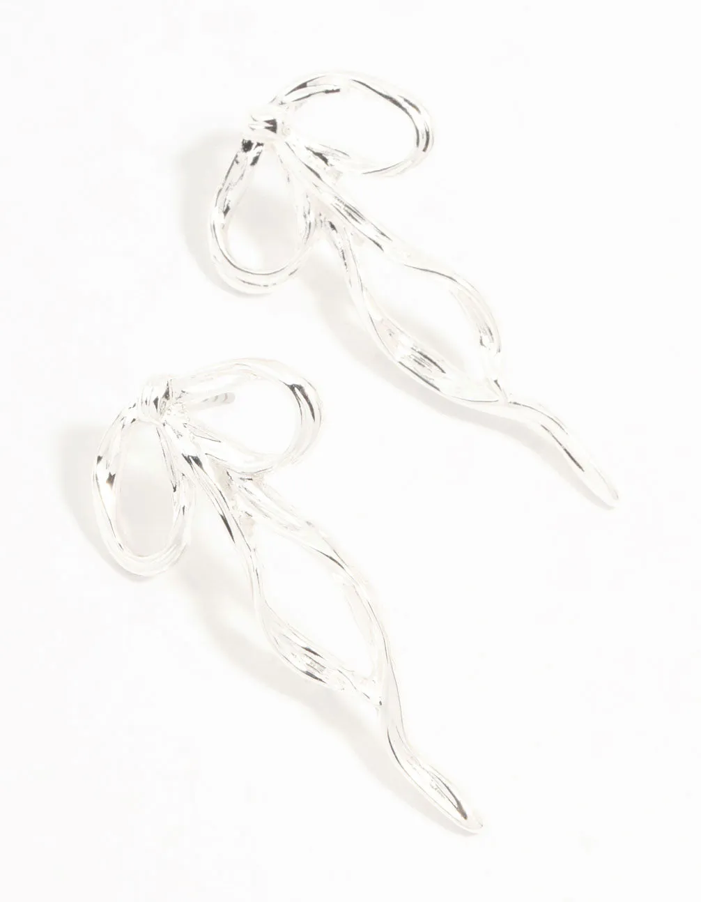 Silver Plated Twisted Bow Drop Earrings