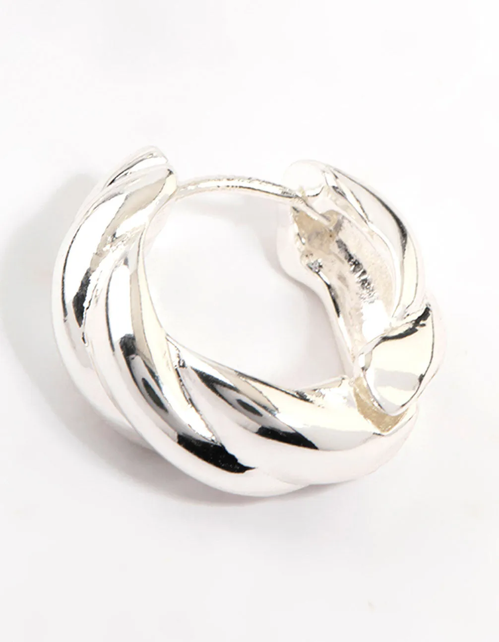 Silver Plated Twisted Hoop Earrings