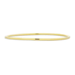 Simple Thin Stacking Bangle Bracelet, Smooth 18K Yellow Gold Plated, 2MM Round