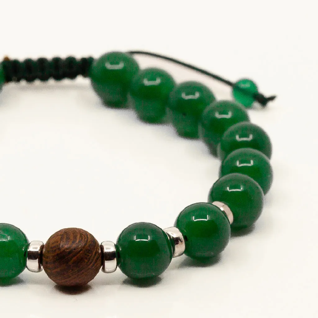 Single Chunky Combo Bead Bracelet - Jade & Wood