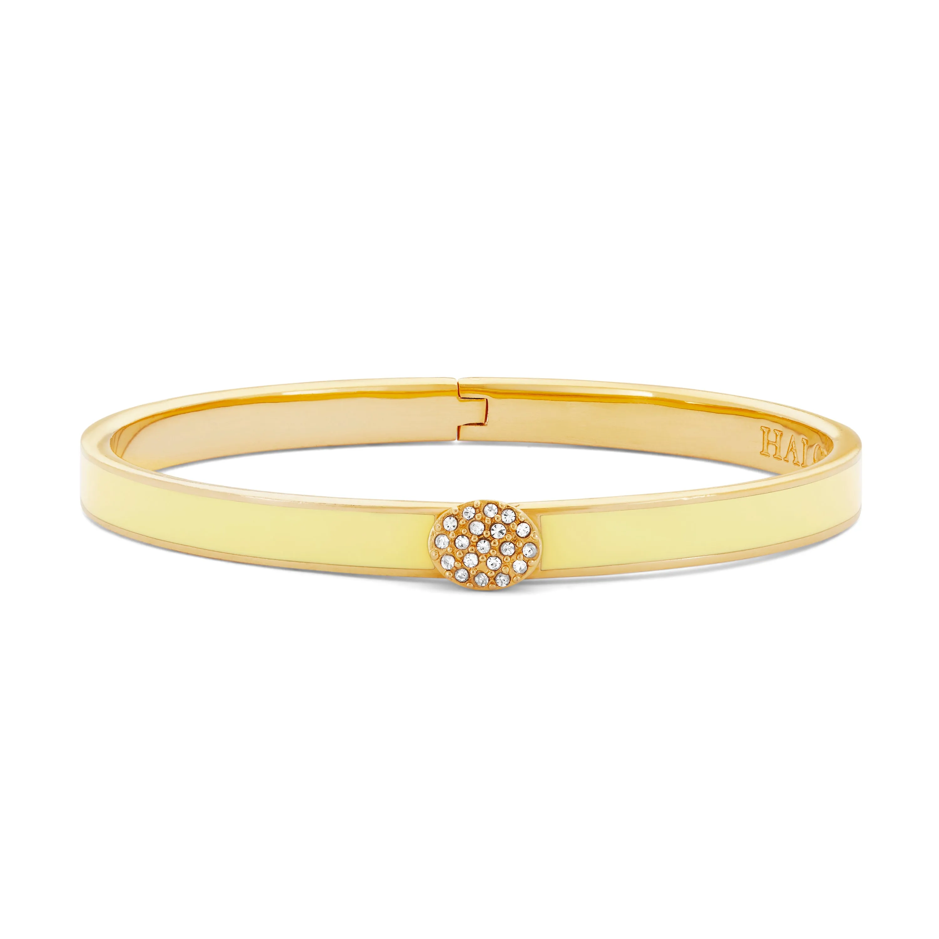 Skinny Pave Button Buttercup & Gold Bangle