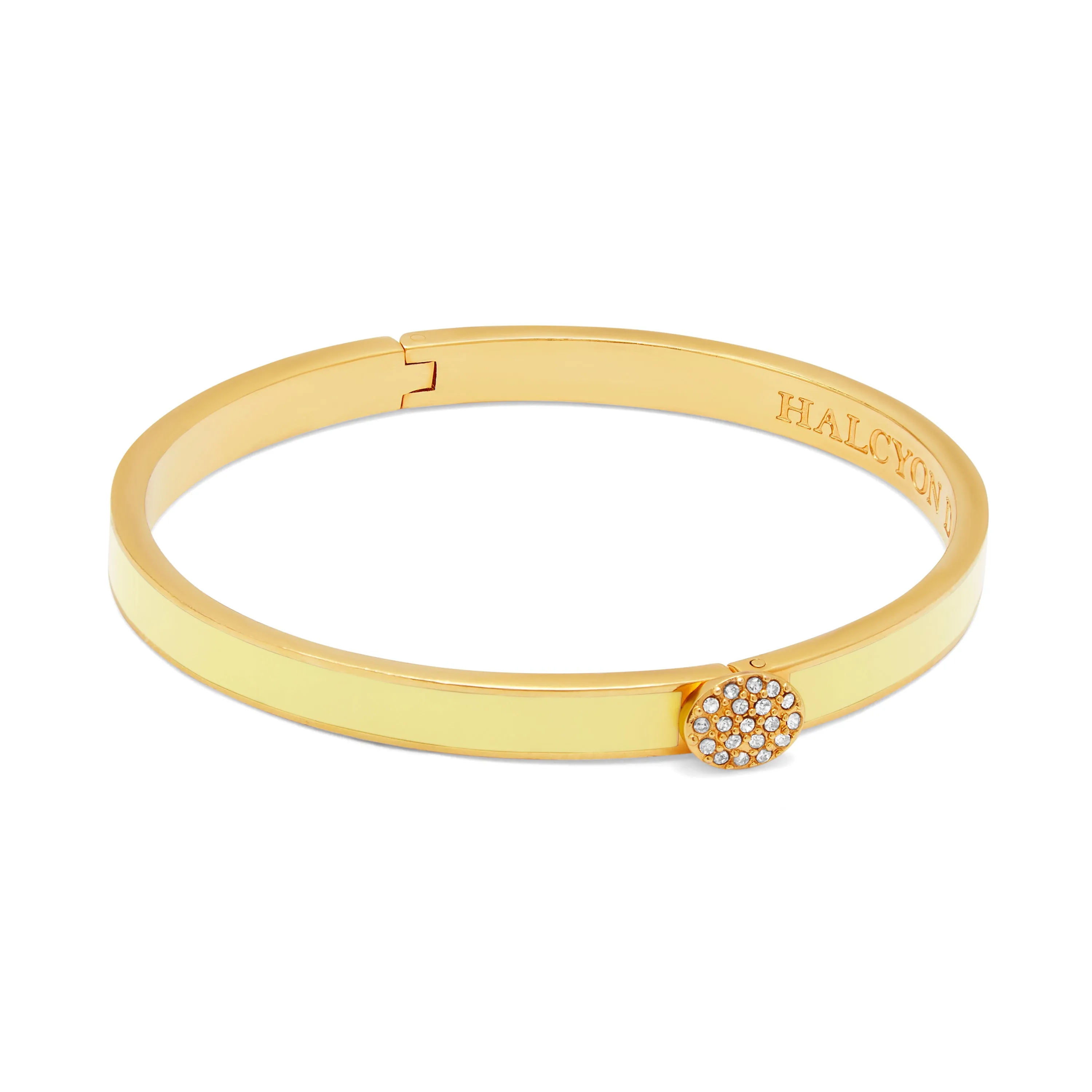 Skinny Pave Button Buttercup & Gold Bangle