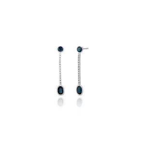 Sleek Sapphire and Diamond Drop Earrings