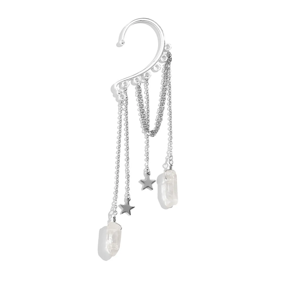 Sleek Starry Earrings with Crystal Tassel Accent For Women