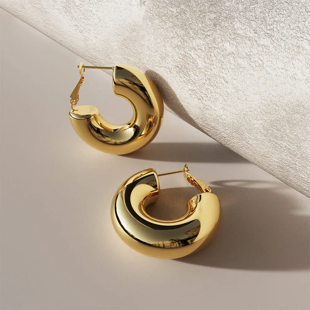 Solid Jane Hoop Gold Earrings