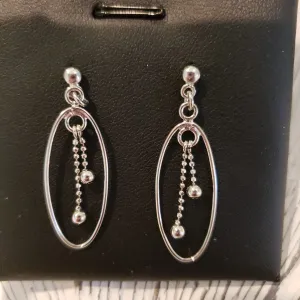 Sterling Silver Oval Dangle Earrings