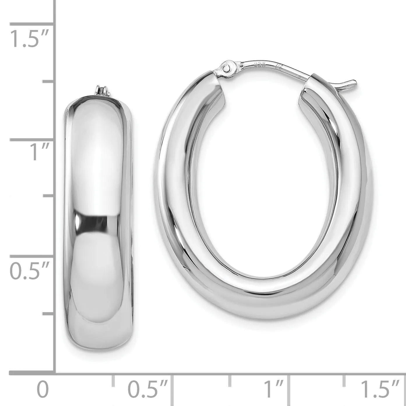 Sterling Silver Polished Oval Hoop Earrings