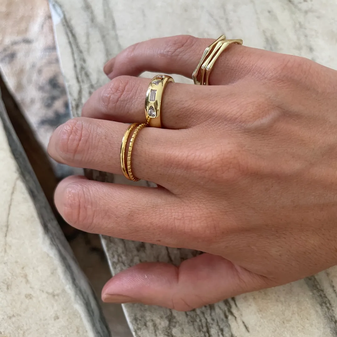 Tarnish Resistant 14k Gold Plated Stacking Ring Set