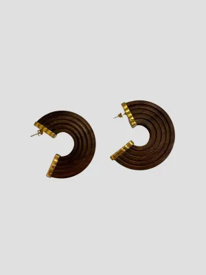 Teak Half Circle Earring