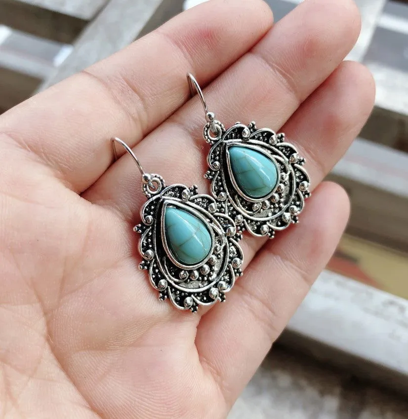 Teardrop Faux Turquoise Bohemian Earrings: Timeless Elegance with a Vintage Style Twist