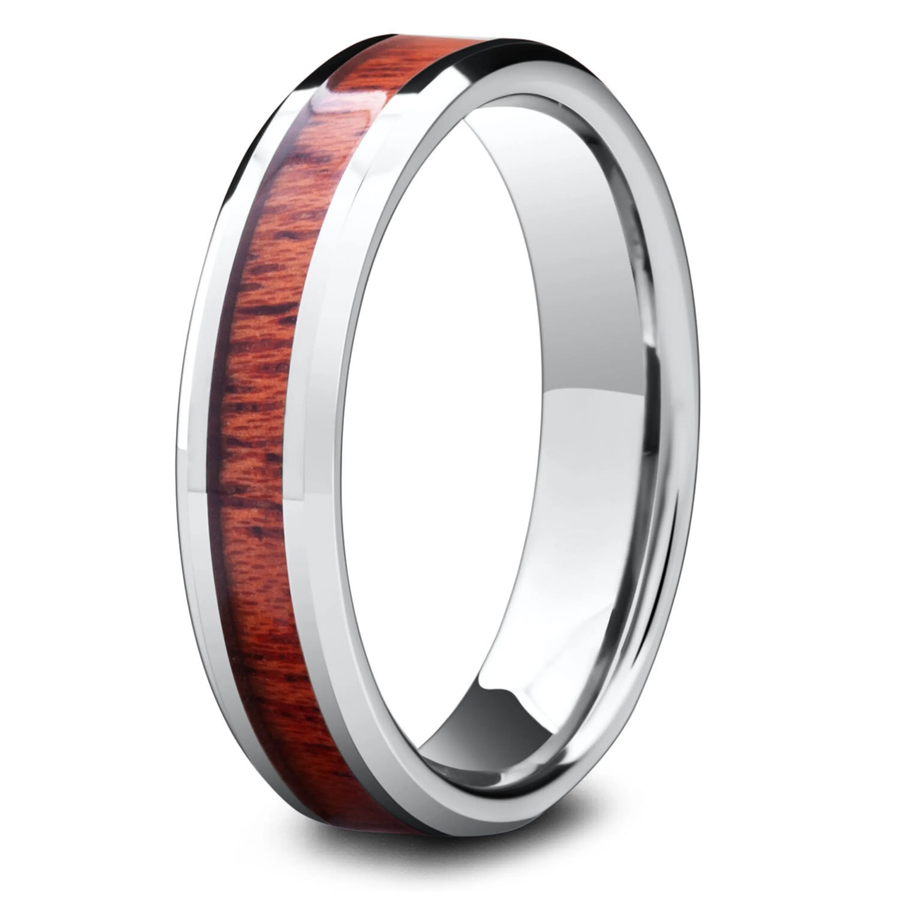 The Silver Yooper (5mm) - Silver Tungsten Wood Ring