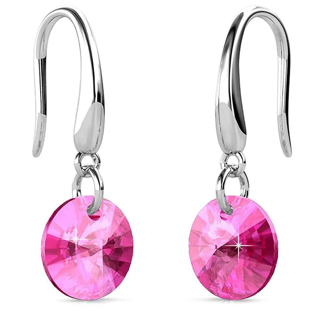 Timeless Crystal Drop Earrings Pink Embellished With SWAROVSKI Crystals