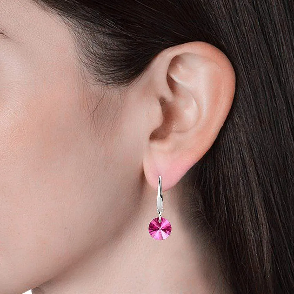 Timeless Crystal Drop Earrings Pink Embellished With SWAROVSKI Crystals