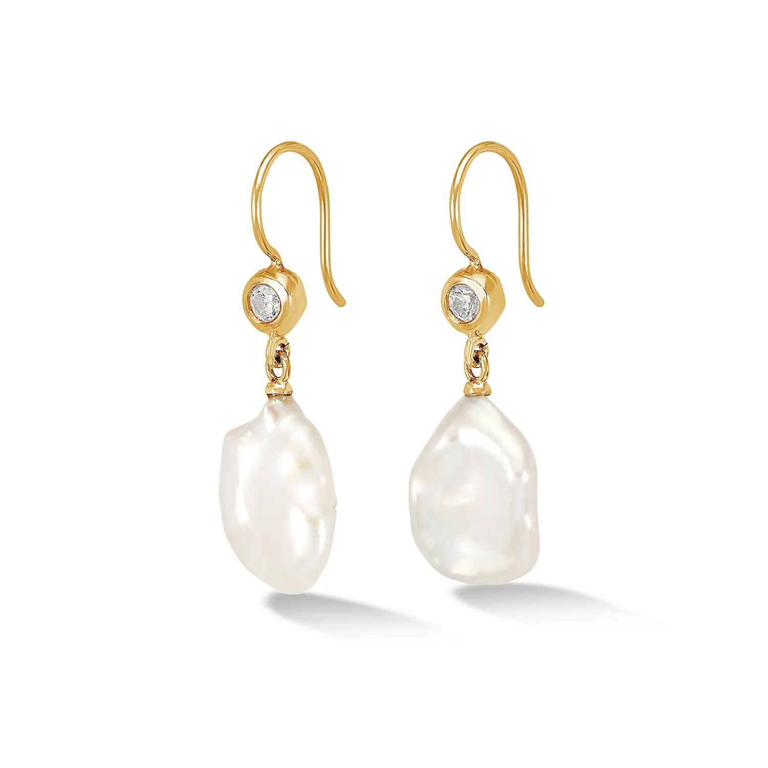 Timeless Keshi Pearl & White Topaz Earrings