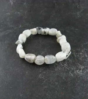 Tumbled Natural Rainbow Moonstone Stretch Bracelet