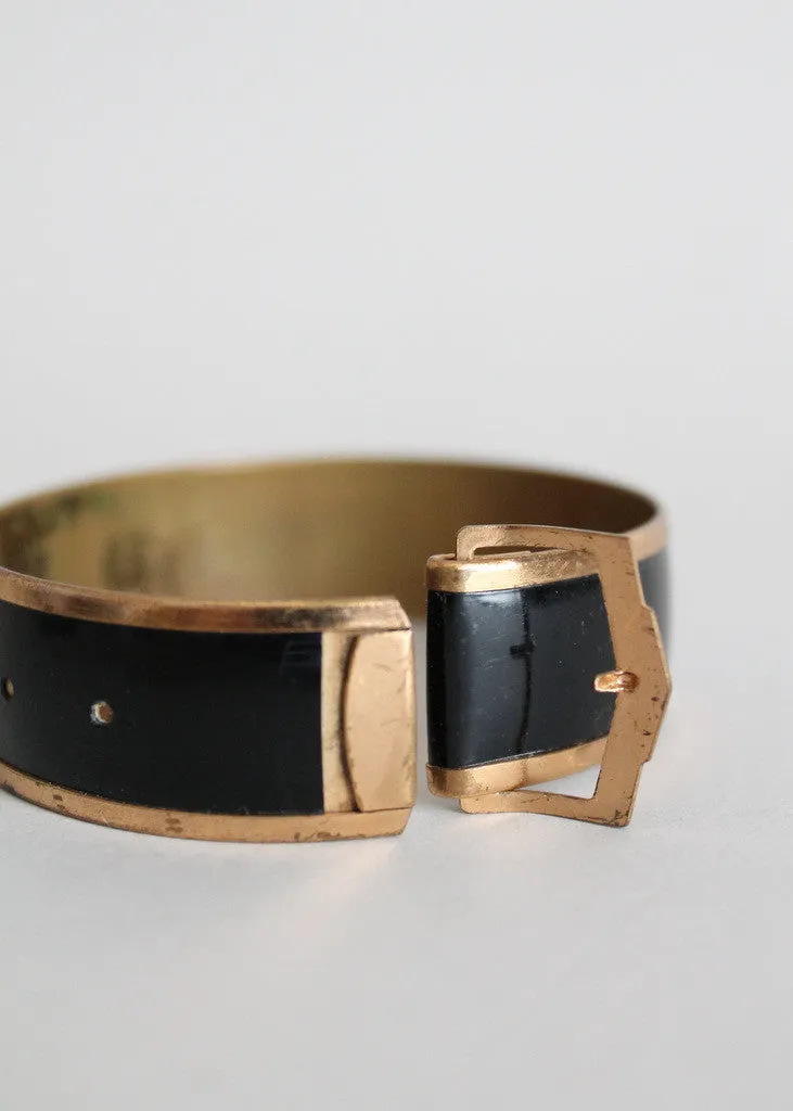 Vintage 1940s Brass Buckle Bracelet