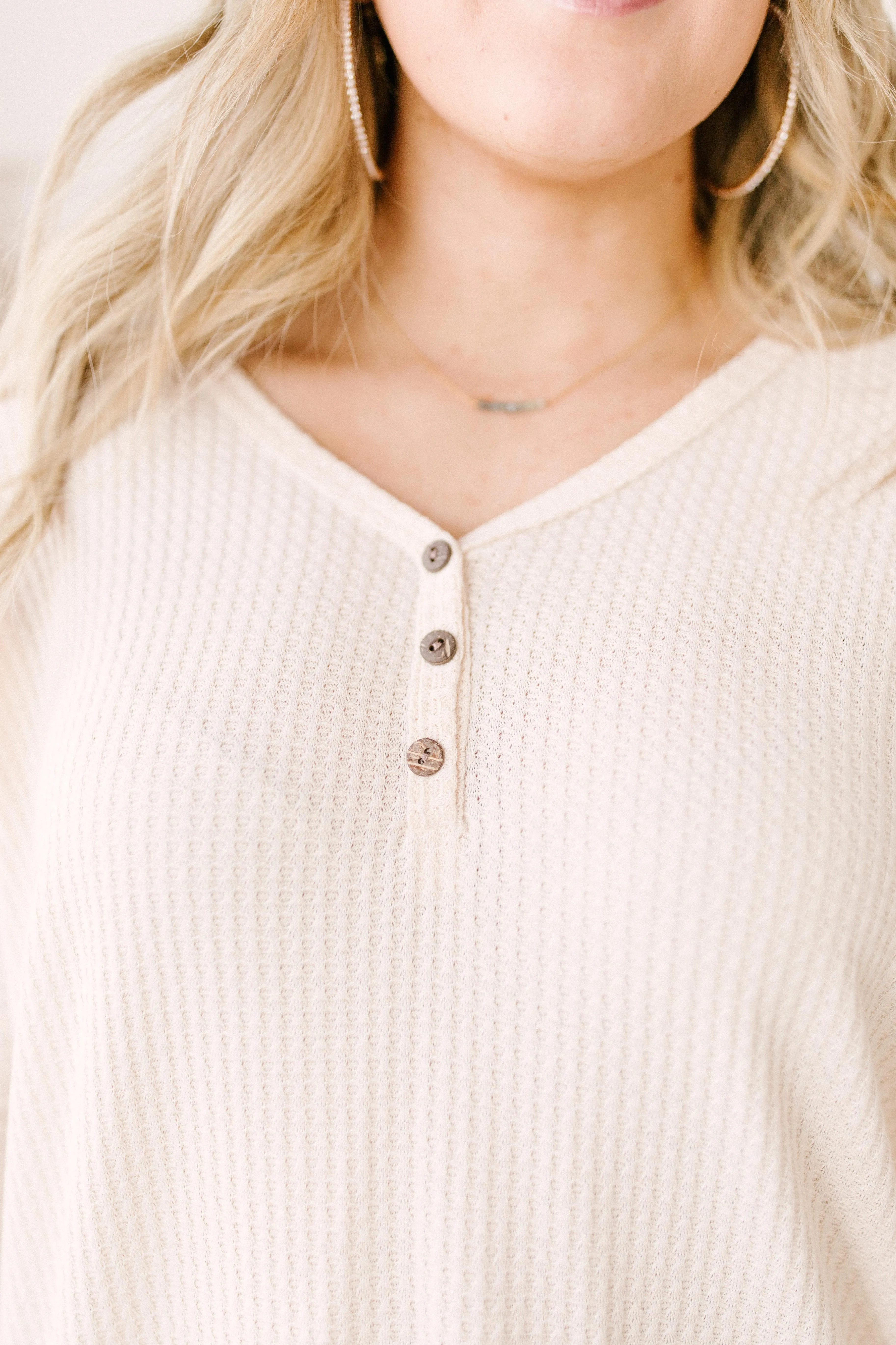 Willow Waffle Knit Top in Beige