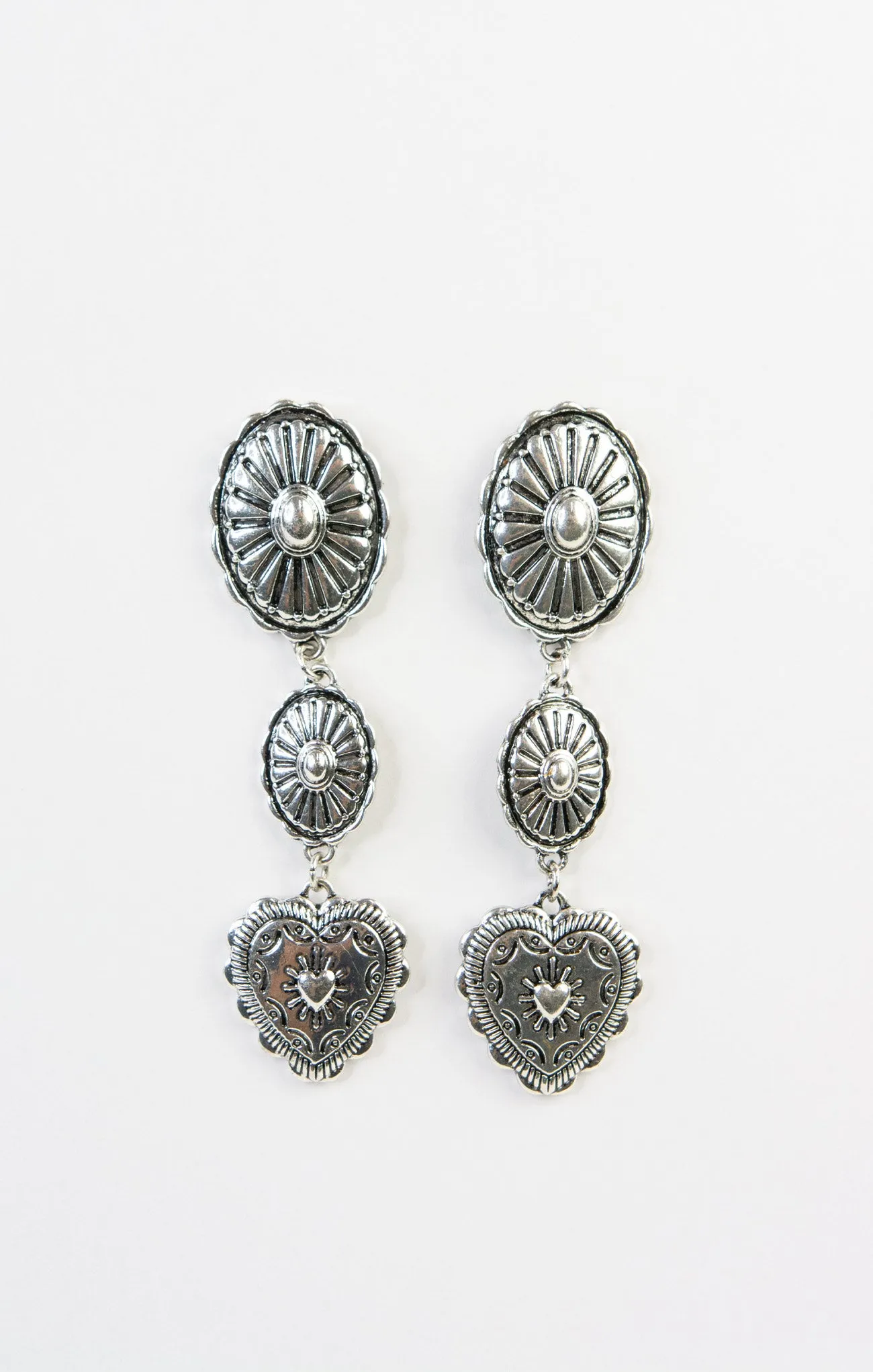 Ziggy Silver Western Style Heart Earrings